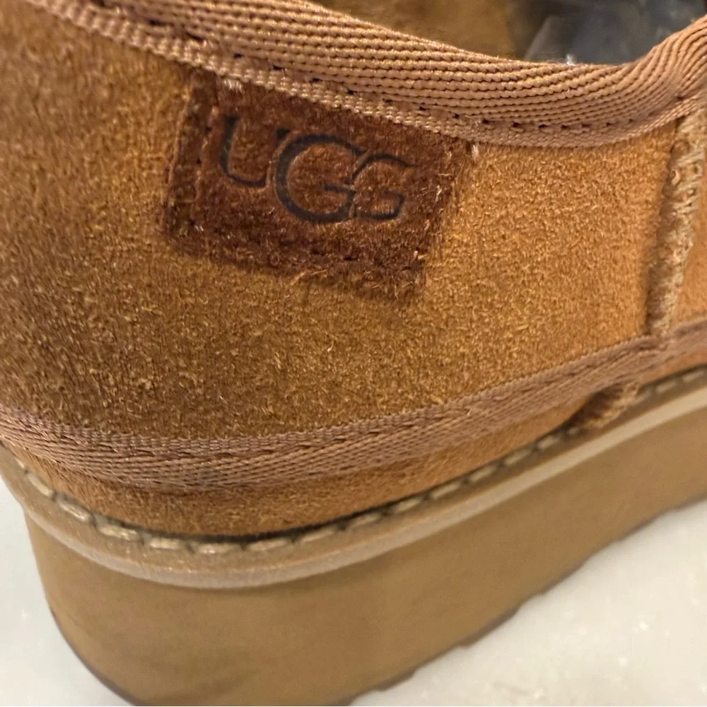 UGG CityFunc Platform Lace Up Loafers Suede Water Resist Women's Sz 8 NEW